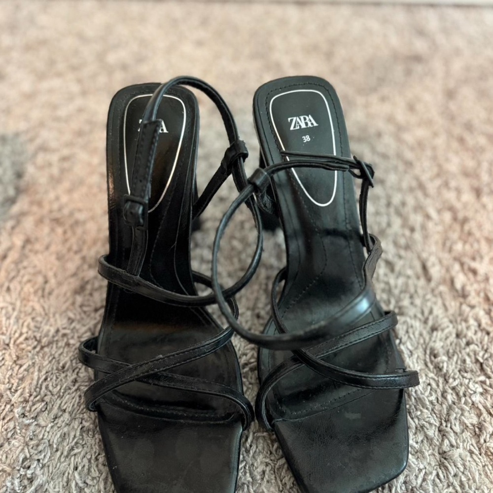 Zara Elegant Black Strappy Heels